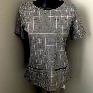 New! Le Chateau Check Print Jacquard Knit Top